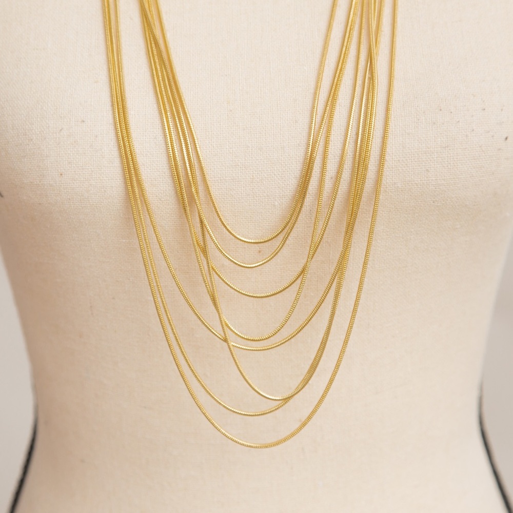 Multi strand Snake Chain Necklace 30” gold over bronze Bronzo Italia